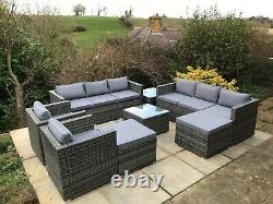 10 Seater Rattan Garden Furniture Set Garden Sofa Set 2 Tables 2 Raincovers