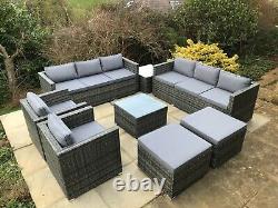 10 Seater Rattan Garden Furniture Set Garden Sofa Set 2 Tables 2 Raincovers