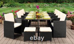 13pc Rattan Garden Furniture Cube Set Chairs Sofa Table Outdoor Patio