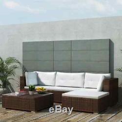 14 Pcs Garden Lounge Set Sofa In/Outdoor Furniture Poly Rattan Brown/Black/Grey