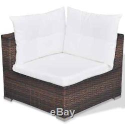 14 Pcs Garden Lounge Set Sofa In/Outdoor Furniture Poly Rattan Brown/Black/Grey