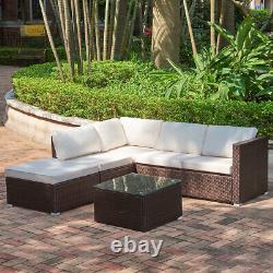 190cm Corner Rattan Sofa Set Outdoor Garden Furniture Patio L-Shaped W Table