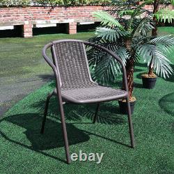2/4PCS Set Metal Garden Patio Furniture Set Outdoor Rattan Chairs & Coffee Table