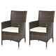 2 Pc Outdoor Rattan Armchair Dining Chair Garden Patio Furniture With Arm