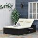2 Person Rattan Daybed Lounger Garden Recline Chair Furniture Adjustable Wicker