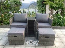 2 Rattan Garden Wicker Outdoor Conservatory Sofa Furniture Set Cube Dining Set