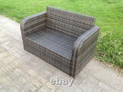 2 Seater Curved Arm Loveseat Rattan Sofa Outdoor Garden Furniture With Cushion