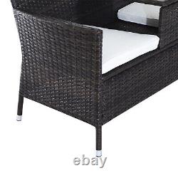 2 Seater Rattan Chair Garden Furniture Wicker Patio Love Seat Outdoor With Table