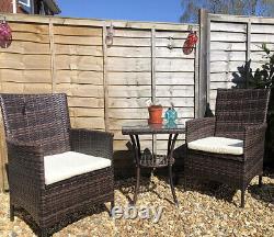 2 Seater Rattan Garden Furniture Outdoor Patio Set Coffee Table And Chairs Brown