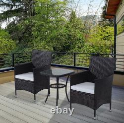 2 Seater Rattan Garden Furniture Outdoor Patio Set Coffee Table And Chairs Brown