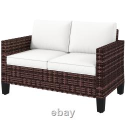 2 Seater Rattan Garden Sofa with Cushions, Loveseat Garden Furniture