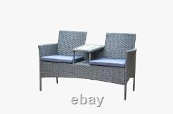 2 Seater Rattan Love Chair Garden Furniture Wicker Patio Seat Outdoor With Table