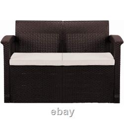 2-Seater Rattan Sofa with Cushions Fade Free Outdoor Garden Patio Furniture