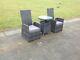 2 Seater Bistro Reclining Rattan Dining Set Outdoor Garden Furniture Mixed Grey