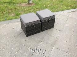 2 pcs Grey rattan footstool patio outdoor garden furniture