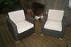 2 X Grey/tan Wicker Rattan Single Chair Sofa Patio Outdoor Garden Furniture