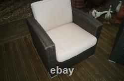 2 x Grey/Tan wicker rattan single Chair Sofa patio outdoor garden furniture
