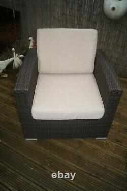 2 x Grey/Tan wicker rattan single Chair Sofa patio outdoor garden furniture