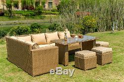 2019 NEW Barcelona range Rattan garden furniture sofa set 9 seater dining set