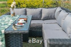 2020 NEW Barcelona Rattan garden furniture 9 seater Dining Corner sofa set Black