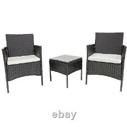 2022 3pc Outdoor Garden Furniture Cushioned Rattan Table Chair Conversation Set