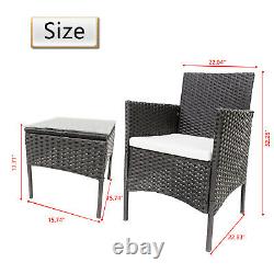 2022 3pc Outdoor Garden Furniture Cushioned Rattan Table Chair Conversation Set