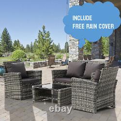 2024 Rattan Garden Sofa Furniture Set Patio Conservatory 4 Seater With FREE COVER