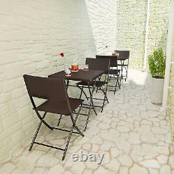 3 PCS Folding Bistro Set Garden Patio Rattan Table & 2 Chairs Set Furniture