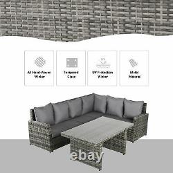 3 PCS Outdoor Dining Sets All Weather Rattan Sofa Furniture for Backyard Garden