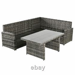 3 PCS Outdoor Dining Sets All Weather Rattan Sofa Furniture for Backyard Garden