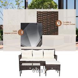 3 PCS Patio Conversation Set Outdoor PE Rattan Garden Furniture Set With Cushions