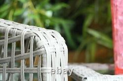 3 PCS Rattan Companion Garden Furniture Set Grey Outdoor 2 Chairs with Cushions
