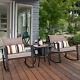 3 Pcs Rattan Garden Furniture Bistro Set Rocking Chairs & Dinning Coffee Table
