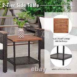 3 Pcs Outdoor PE Rattan Sofa Table Set Garden Furniture Set Wicker Chat Set