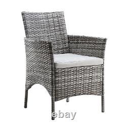 3 Pcs Rattan Garden Furniture Set Bistro Table & Chairs Set Outdoor Wicker