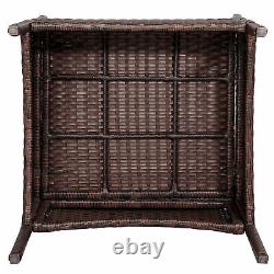 3 Pcs Rattan Garden Furniture Set withCushions Patio Wicker Table Chair Set Brown