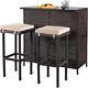 3 Piece Garden Patio Rattan Wicker Bar Table 2 Stool Chairs Bistro Furniture Set