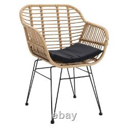 3 Piece Natural Rattan Bistro Set Table & Chairs Outdoor/Patio Garden Furniture