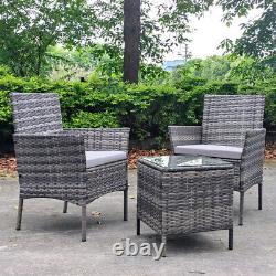 3 Piece Rattan Garden Furniture Outdoor Set Chairs and Table Wicker Patio Set UK