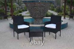 3 Piece Rattan Garden Furniture Set Outdoor Table & 2 Chairs Bistro Wicker UK