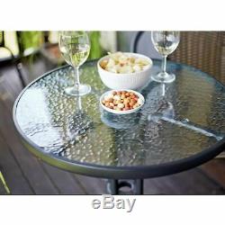 3 Piece Rattan Garden Patio Furniture Conservatory Glass Table & 2 Chairs Set Uk