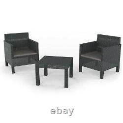 3 Piece Weatherproof Rattan Effect Outdoor Garden Furniture Set 2 Chairs + Table