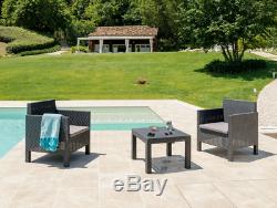 3 Piece Weatherproof Rattan Outdoor Garden Furniture Set, 2 Chairs + 1 Table