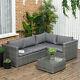 3 Pieces Rattan Dining Sofa Set Garden Furniture Outdoor With Cushion Loveseat