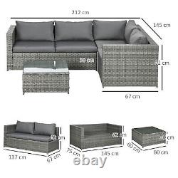 3 Pieces Rattan Dining Sofa Set Garden Furniture Outdoor with Cushion Loveseat