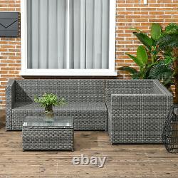 3 Pieces Rattan Dining Sofa Set Garden Furniture Outdoor with Cushion Loveseat