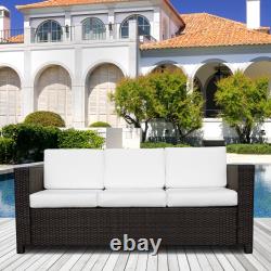 3-Seater Sofa Rattan All-Weather Wicker Weave Chair Garden Furniture With Cushion
