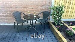 3 pcs PE Rattan Wicker Garden Furniture Patio Bistro Set