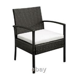3PC Brown Rattan Garden Furniture Bistro Set Chair Table Patio Outdoor Wicker