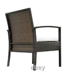 3PC Brown Rattan Garden Furniture Bistro Set Chair Table Patio Outdoor Wicker